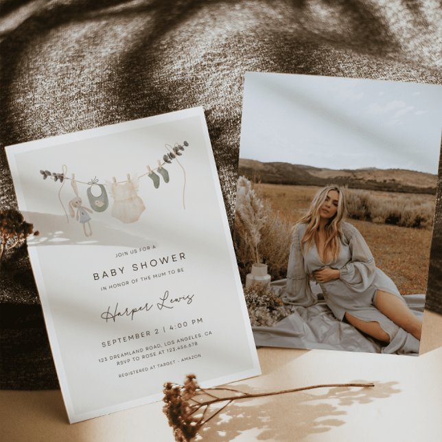 Gender-Neutral Clothes Photo Baby Shower  Invitation (Creator Uploaded)
