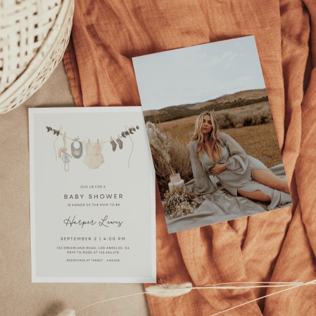 Gender-Neutral Clothes Photo Baby Shower  Invitation (Creator Uploaded)