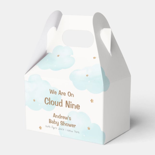Gender Neutral Cloud Nine Stars Baby Shower Favor Box (Front Side)