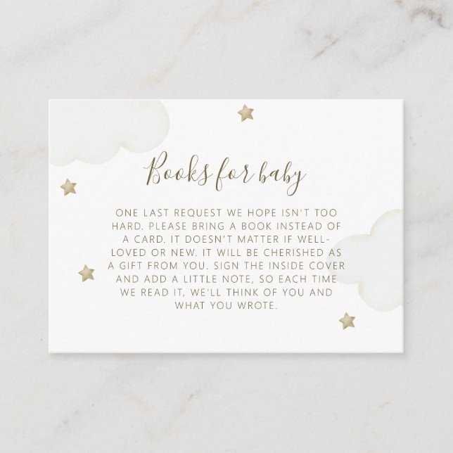 Gender Neutral Clouds and Stars Books For Baby  Enclosure Card (Front)