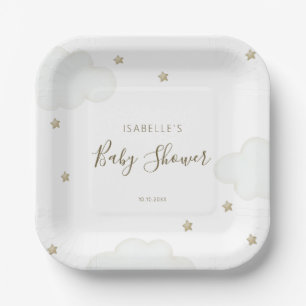 Gender Neutral Clouds and Stars Paper Plate