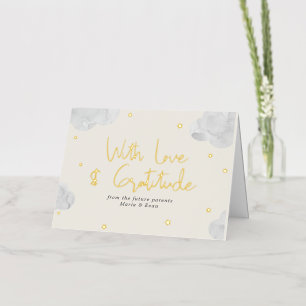 Gender Neutral Clouds Stars Baby Shower Thank you Foil Greeting Card