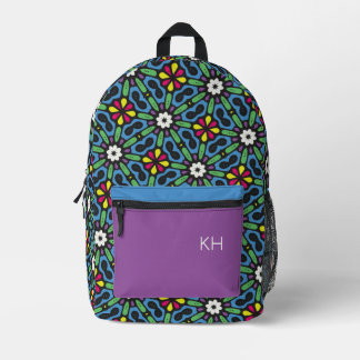 Gender Neutral Colourful Mandala Monogram Initials Printed Backpack