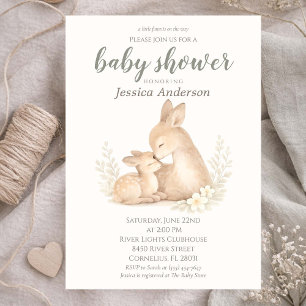 Gender Neutral Cottagecore Boho Fawn Baby Shower  Invitation