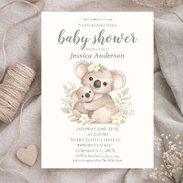 Gender Neutral Cottagecore Boho Koala Baby Shower  Invitation
