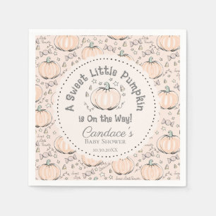 Gender Neutral Cream Little Pumpkin Baby Shower Napkin