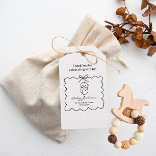 Gender Neutral Cute Baby & Bow Modern Baby Shower Gift Tags