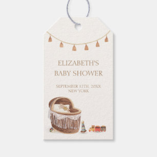 Gender Neutral Cute Boho Bassinet Toy Baby Shower Gift Tags