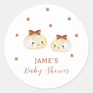 Gender Neutral Cute Dumpling Baby Shower  Classic Round Sticker