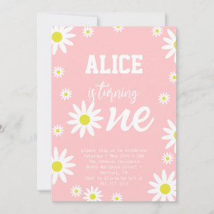 Gender Neutral Daisy 1st Birthday Party Boho White Invitation