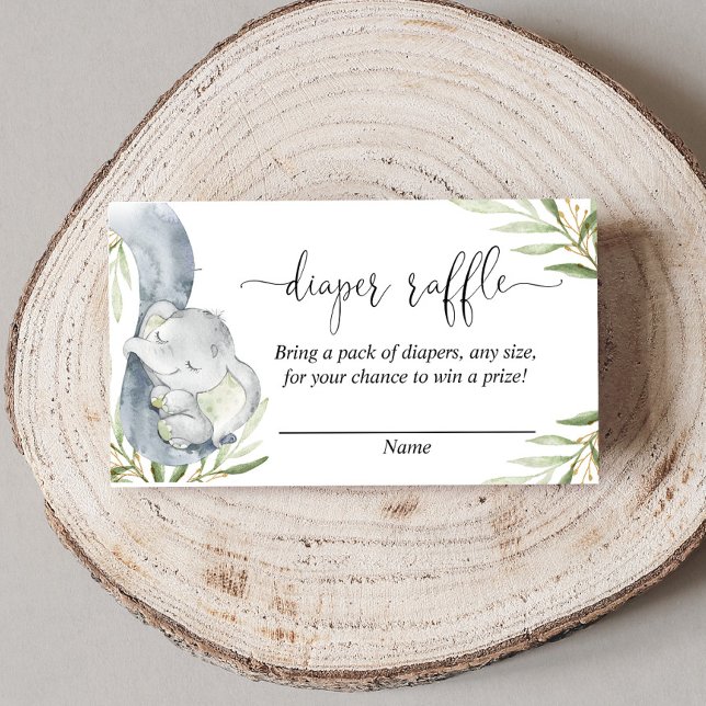 Gender neutral diaper raffle elephant baby shower enclosure card (Creator Uploaded)
