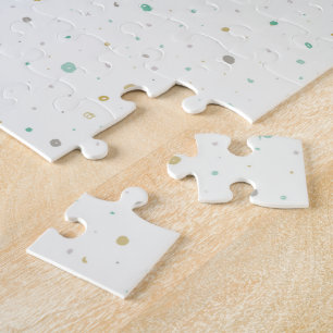 Gender neutral dots - teal gold and gray jigsaw puzzle