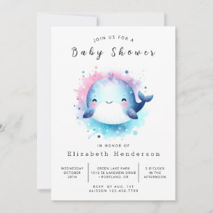 Gender Neutral Editable Whale Baby Shower Invitation
