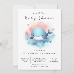 Gender Neutral Editable Whale Baby Shower Invitation