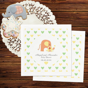  Gender Neutral Elephant Theme Baby Shower Napkin