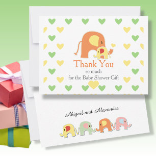  Gender Neutral Elephant Theme Baby Shower  Thank You Card