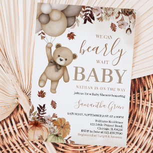 Gender Neutral Fall Bear Baby Shower Invitation