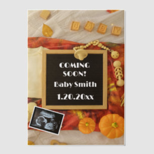 Gender Neutral Fall Pumpkin Baby Announcement 