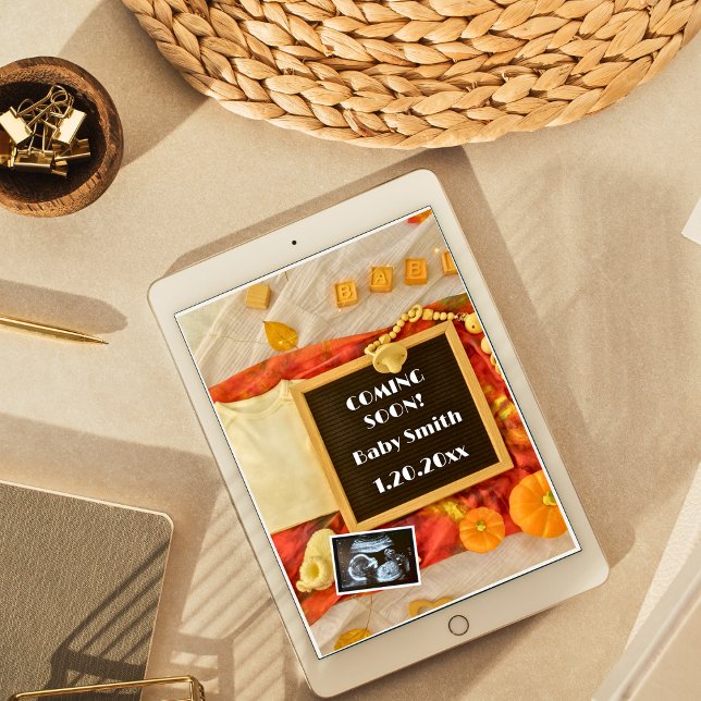 Gender Neutral Fall Pumpkin Social Media Pregnancy Announcement (Creator Uploaded)