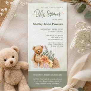 Gender Neutral Floral and Bear Baby Shower Invite