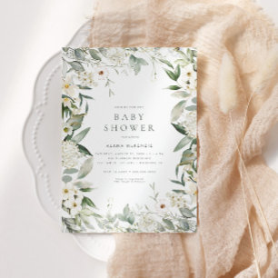 Gender Neutral Floral Greenery Baby Shower Invitation