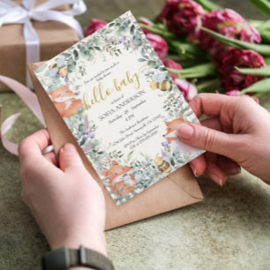 Gender Neutral Forest Animals Boho Baby Shower Invitation