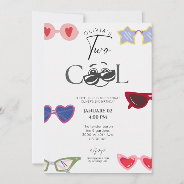 Gender neutral funny second birthday  invitation (Front)