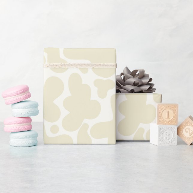 Gender Neutral Gift Wrap | Beige Cow Print (Baby Shower)