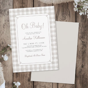 Gender Neutral Gingham Baby Shower Invitation