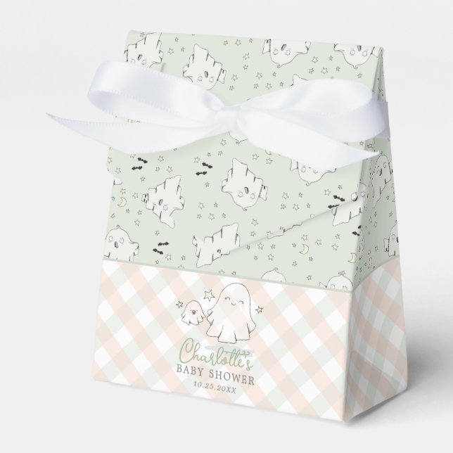 Gender Neutral Green Mom & Baby Ghost Baby Shower Favor Box (Front Side)