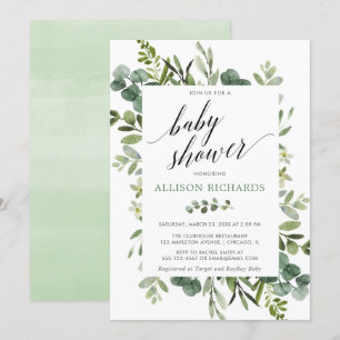 Gender neutral greenery baby shower invitation