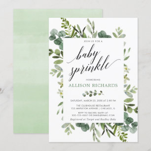 Gender neutral greenery baby sprinkle invitation