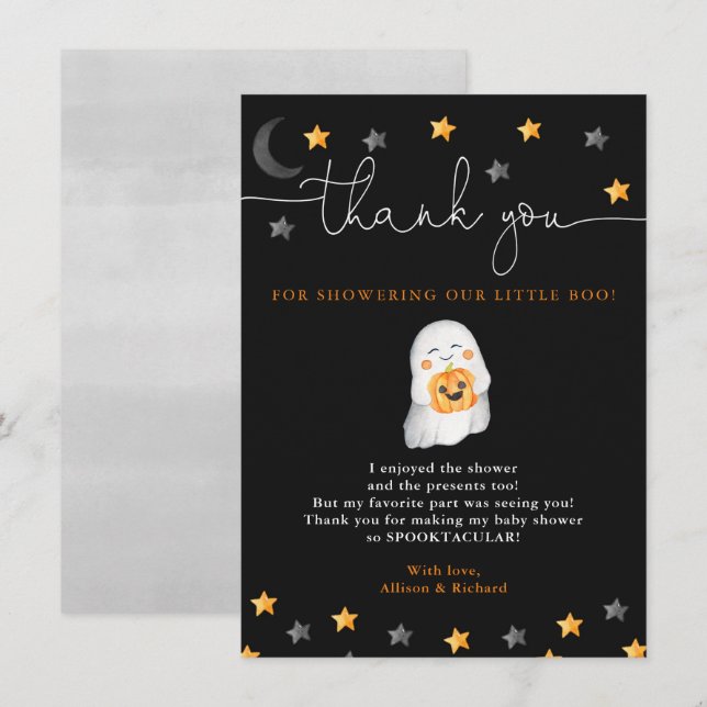 Gender neutral Halloween cute ghost baby shower Thank You Card (Front/Back)