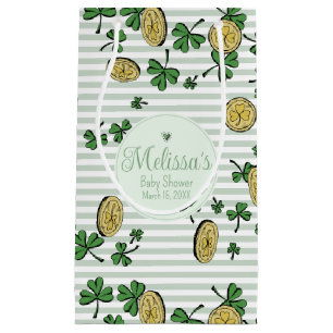 Gender Neutral Irish Clovers Baby Shower Small Gift Bag
