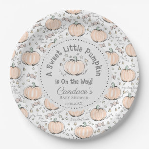 Gender Neutral Little Pumpkin Fall Baby Shower Paper Plate
