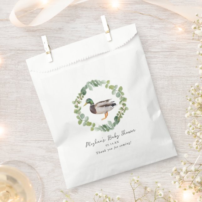 Gender Neutral Mallard Duck Baby Shower  Favour Bag (Clipped)