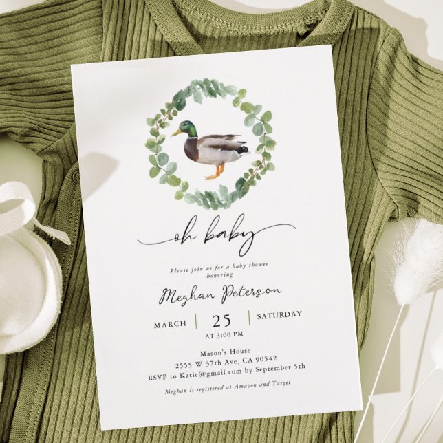Gender Neutral Mallard Duck Baby Shower  Invitation (Creator Uploaded)