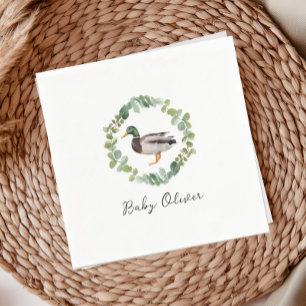 Gender Neutral Mallard Duck Baby Shower  Napkin