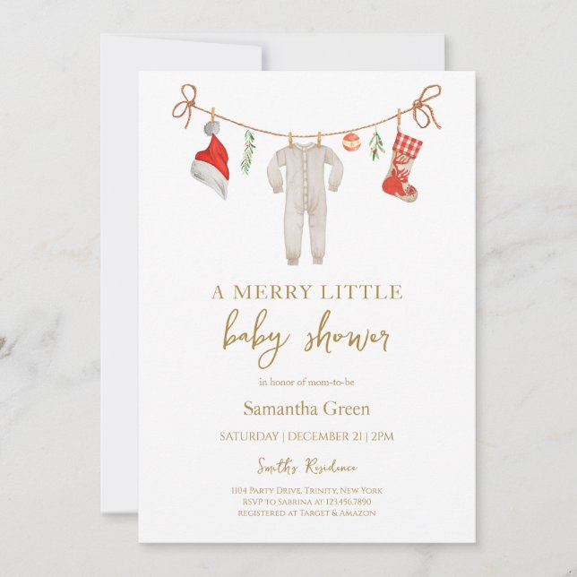 Gender Neutral Merry Little Baby Shower Invitation (Front)