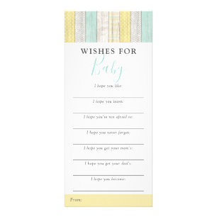 Gender Neutral Mint Wishes For Baby Shower Game Rack Card