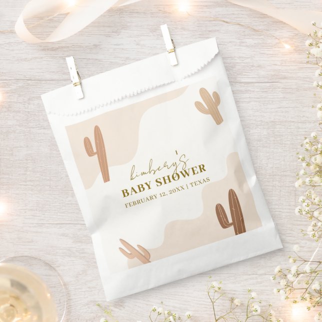 Gender Neutral Modern Boho Cactus Baby Shower Favour Bag (Clipped)