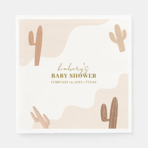 Gender Neutral Modern Boho Cactus Baby Shower Napkin
