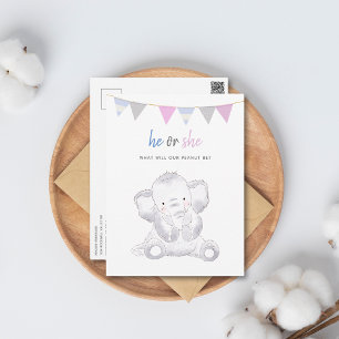 Gender Neutral Modern Elephant Party Postcard