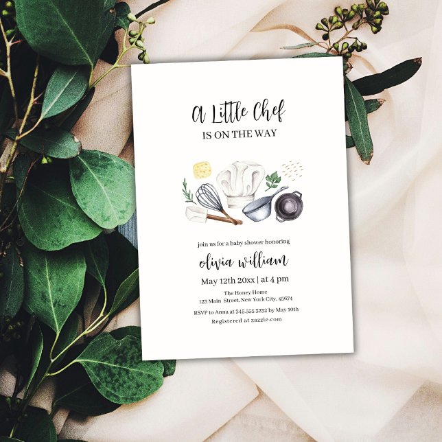 Gender Neutral Modern Little Chef Baby Shower Invitation (Gender Neutral Modern Little Chef Baby Shower Invitation)