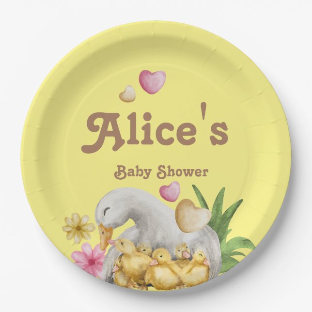 Gender Neutral Mommy and Baby Cute Baby Shower Paper Plate (Front)