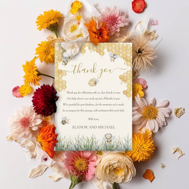 Gender Neutral Mommy to Bee Honey Cute Baby Shower Thank You Card (Creator Uploaded)