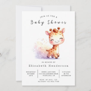 Gender Neutral Online Giraffe Baby Shower Invitation