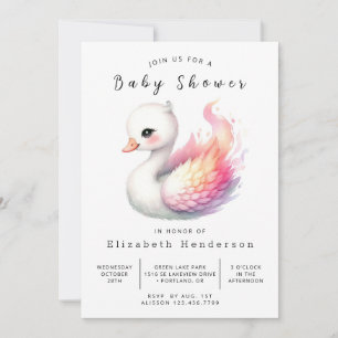 Gender Neutral Online Swan Baby Shower Invitation