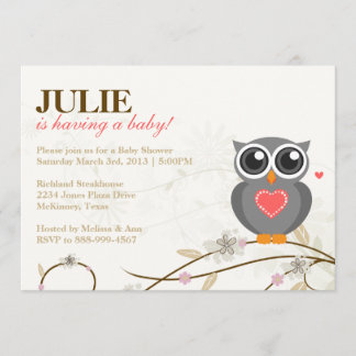 Gender Neutral Owl Baby Shower Invitation