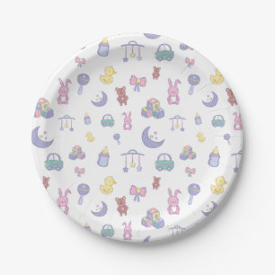 Gender Neutral Pastel Baby Shower Paper Plate